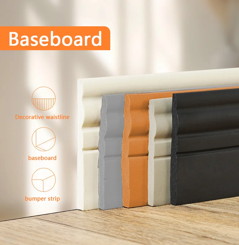 Self adhesive wall decorative strip, flexible foam decorative strip, tear off skirting, waist line decoration, home decoration