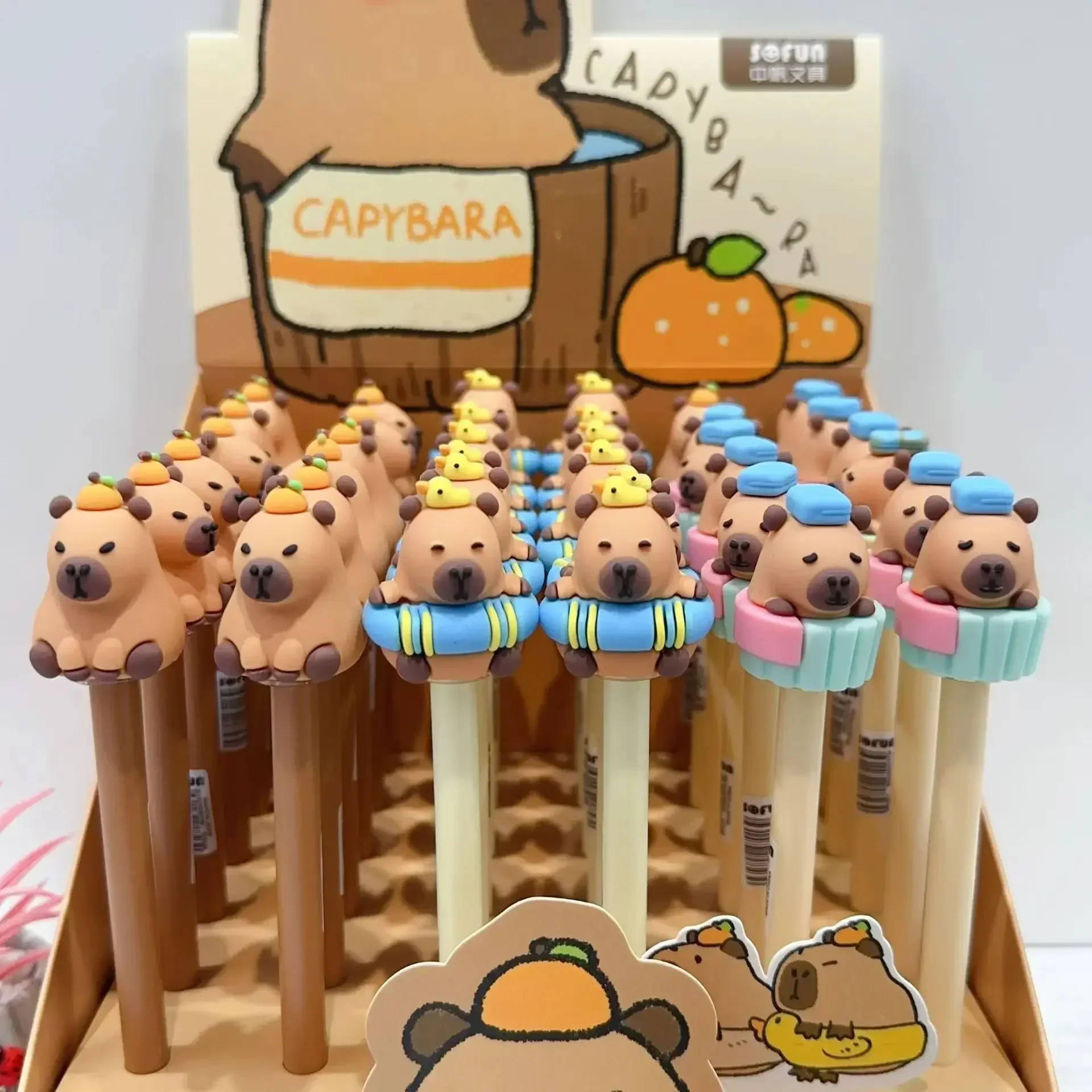 New 3 Pcs Capybara Cartoon Pen Stationery Cute Neutral Pen Student Black 0.5mm Learning Prizes Office Supplies For School gift