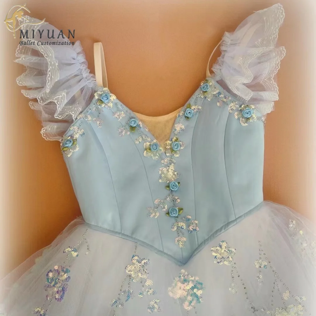 Robe de Ballet Bleu Ciel pour Fille, Tenue de Performance Professionnelle, Clara Variations, Gobelia Variations, de Compétition