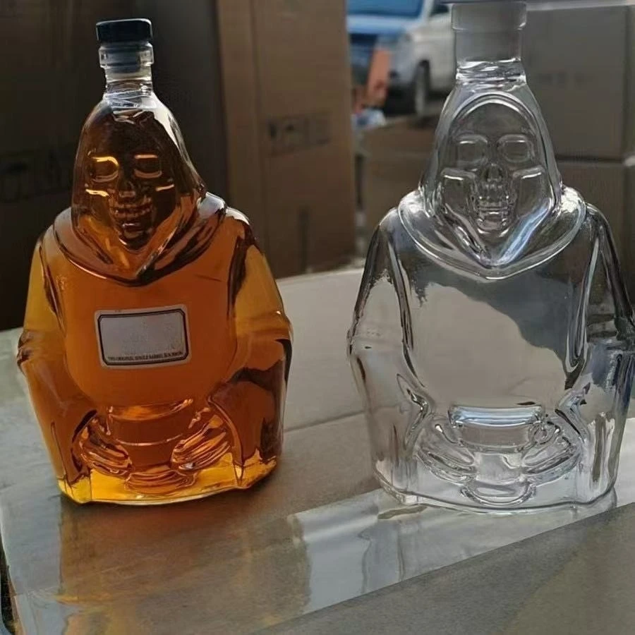 320ml Skeleton Shape Glass Whiskey Bottle Halloween Party Decoration Bar Red Wine Collection Fun Novelty Liquor Container Gift