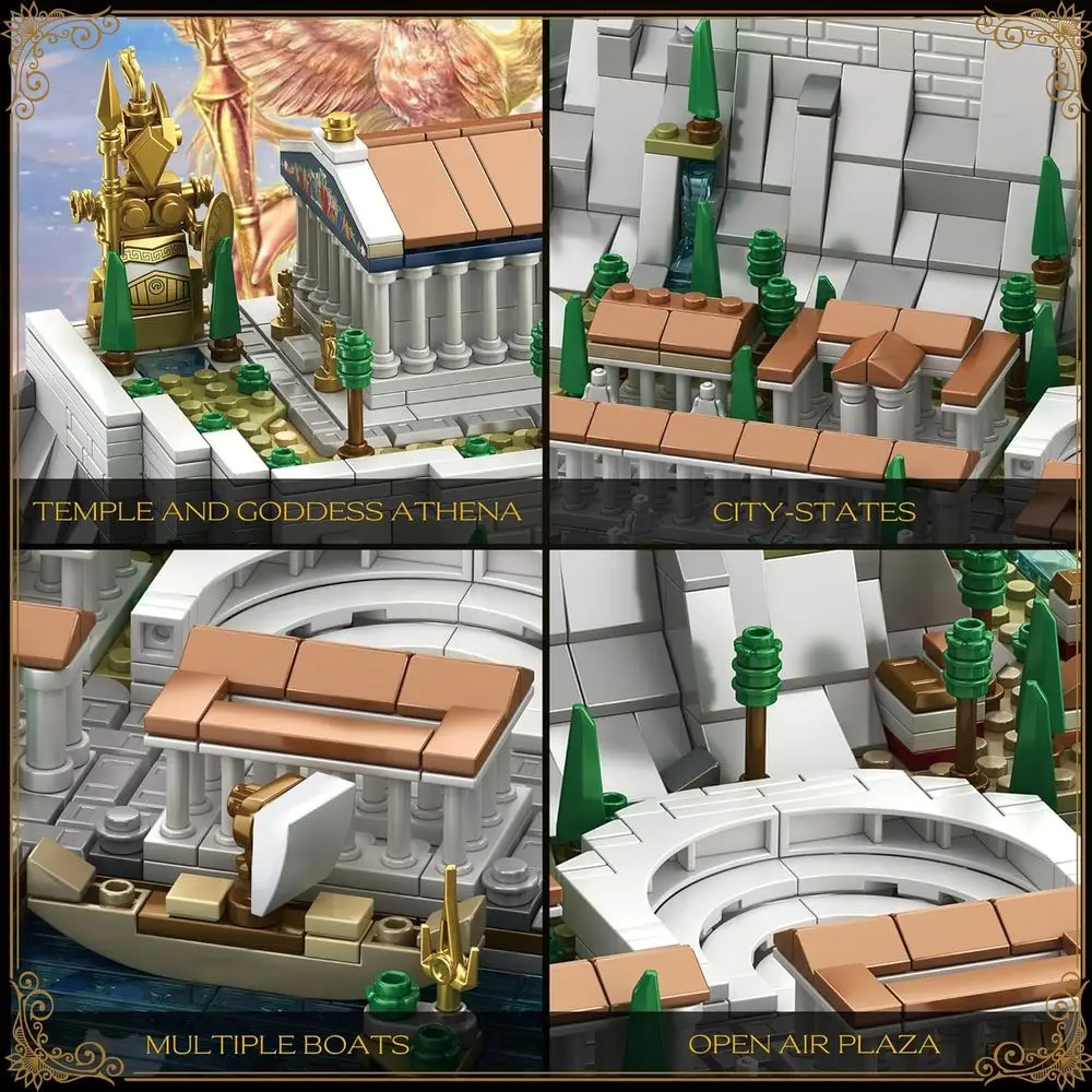 Set di blocchi di acropoli ateniese da 1988 pezzi: kit di architettura iconica del punto di riferimento per tutte le età