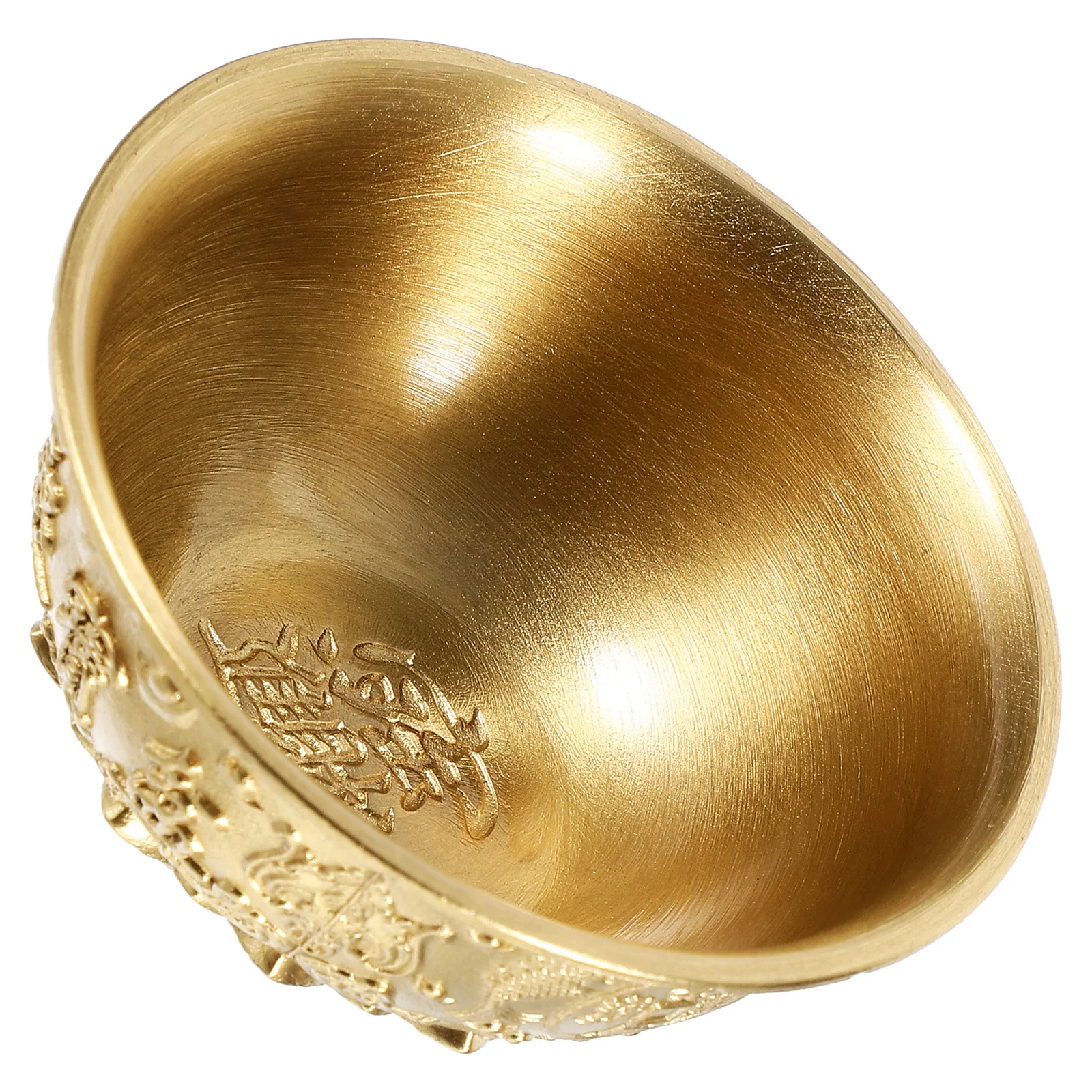 

1Pcs Brass Cornucopia Bowl Creative Desktop Ornament Golden Embossed Pattern Fortune Treasure Decoration Festival Gift