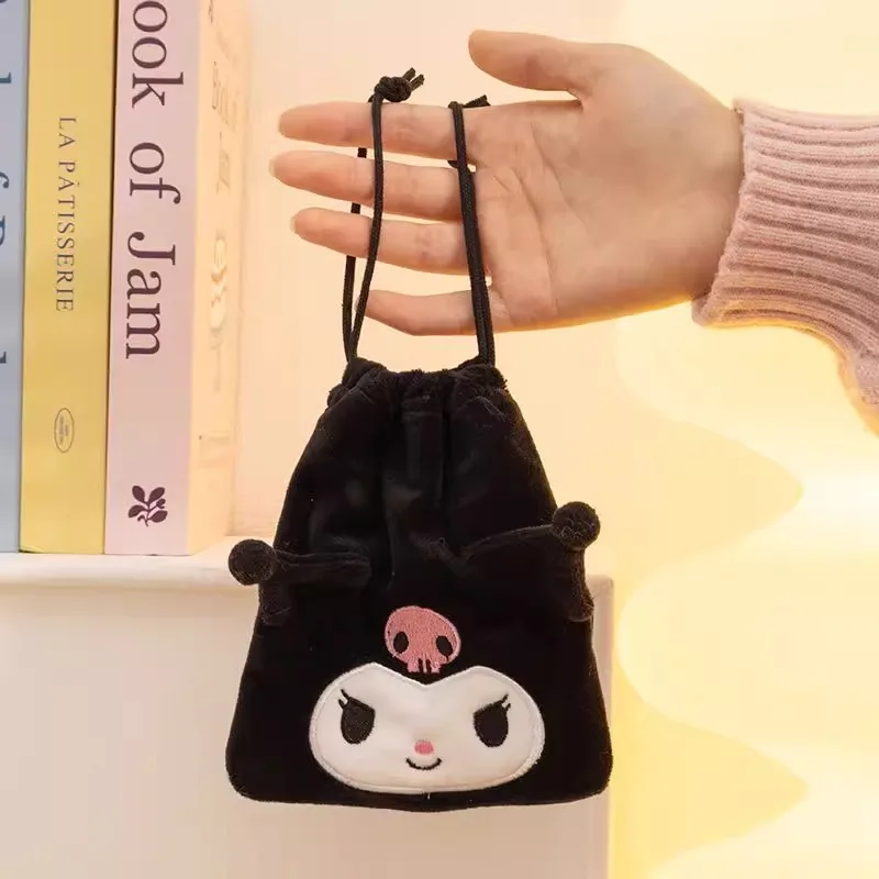 Sanrio Hello Kitty Kuromi mélodie cannelle Kawaii personnage en peluche jouets en peluche cordon dessin animé sac pièce de monnaie porte-monnaie cadeaux