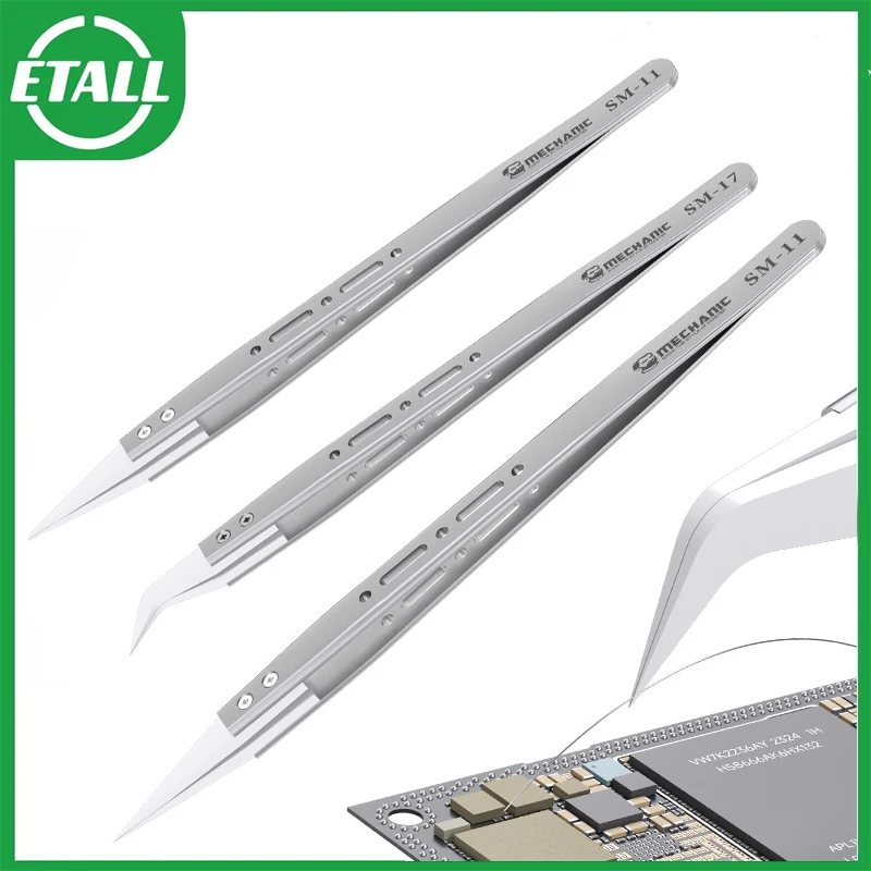 MECHANIC SM-11 SM-17 High Precision Insulation Ceramic Anti-magnetic Anti-Static Special Tweezers For Phone Flying Wire Repair