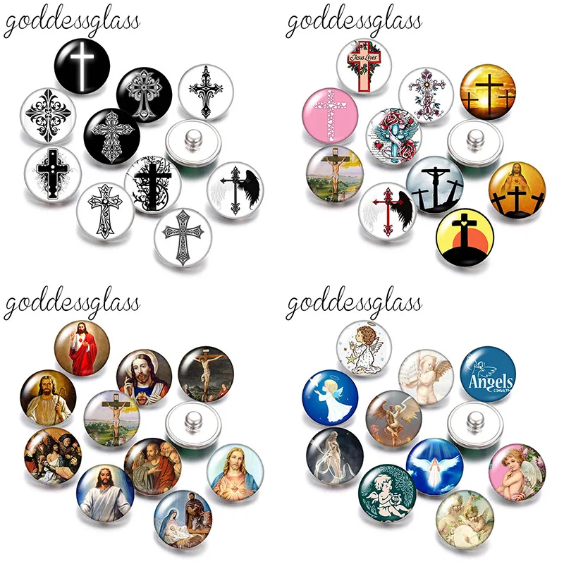 Jesus christianity Cross Angel Faith Believe 10pcs mix photo 18mm/12mm snap buttons for 18mm/12mm snap jewelry DIY findings