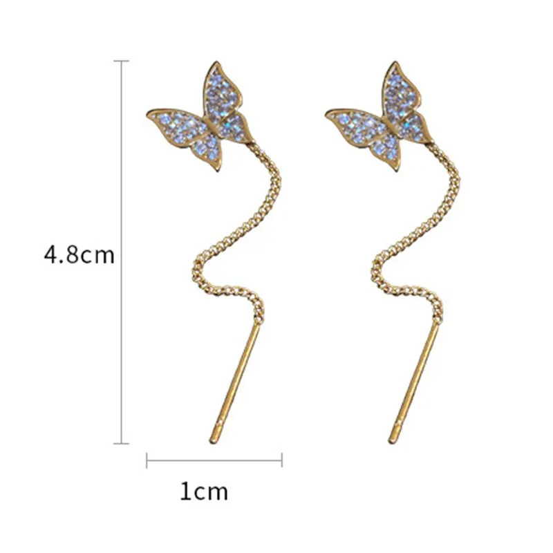 Butterfly Earrings For Women Sparkly Rhinestone Long Tassel Earrings Heart Drop Earrings Wedding Party Jewelry Valentine Gifts image 6