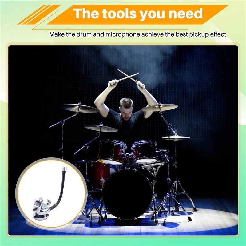 

B72A 2X подставка для барабанного микрофона, нажимное кольцо, держатель микрофона с аксессуарами для барабанов на гибкой шее