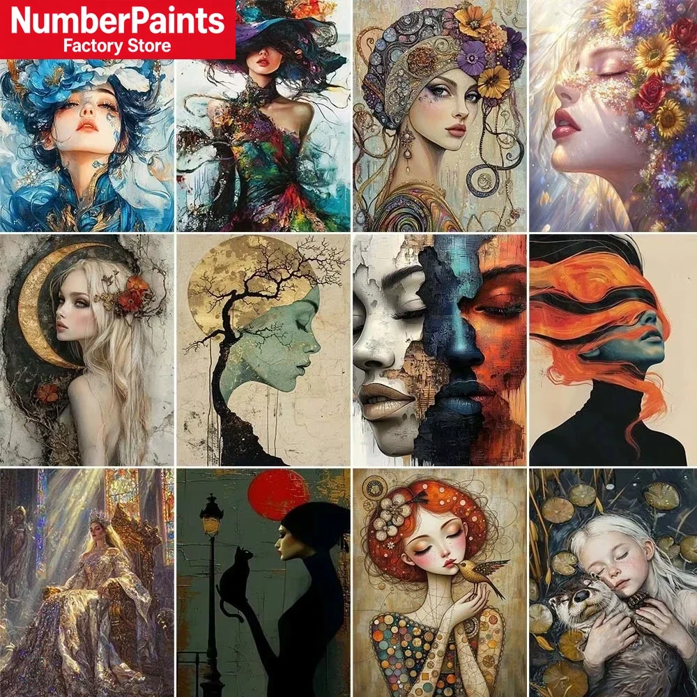 Painting By Numbers Kits Flowers Women Paint By Number Diy Gift Wall Art Decor Acrylic Pigment Drawing On Canvas For Living Room