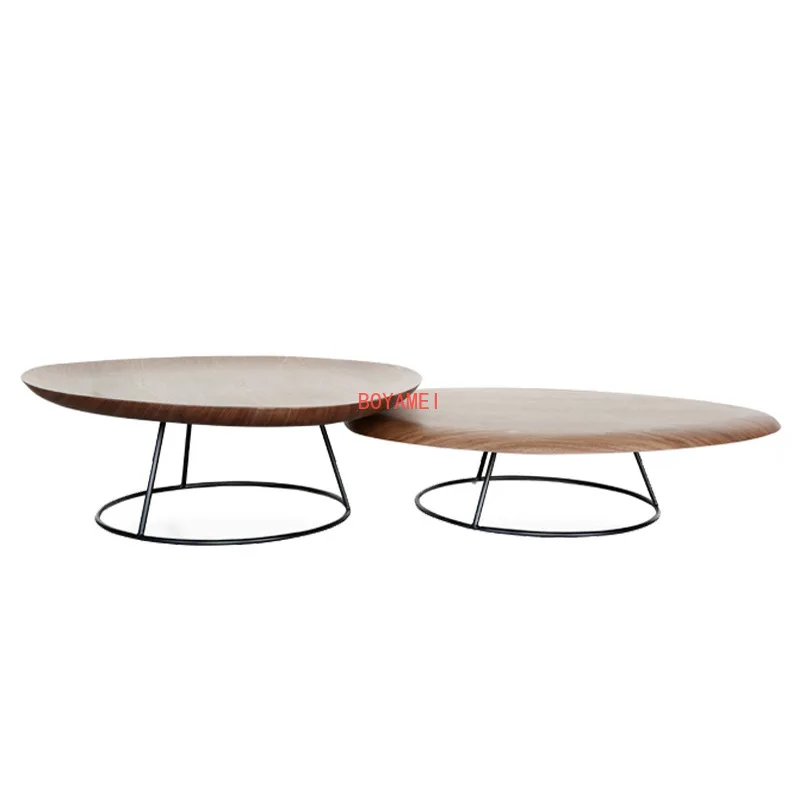 Nordic style light luxury coffee table modern simple oval personality creative living room small huxing walnut furniture