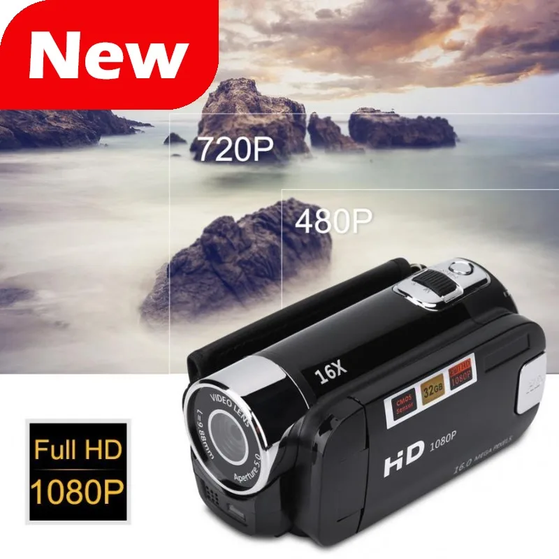 Video Camcorder 720P Full HD 16MP DV Camcorder Digital Video Camera 270 Degree Rotation Screen 16X Night Shoot Zoom