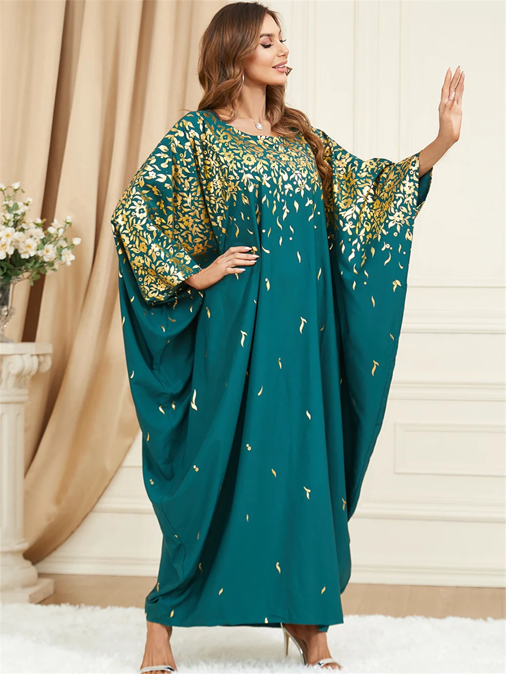 2024 New Modes Maxi Batwing jalabiya Dubai Luxury Muslim Eid Dress Abayas For Women Arabe Robe Caftan Marocain Femme Musulmane