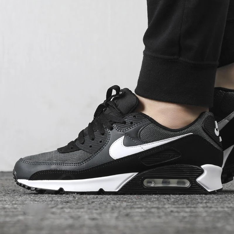 Nike black and gray color scheme AIR MAX 90 men's low-top sneakers non-slip wear casual running shoes