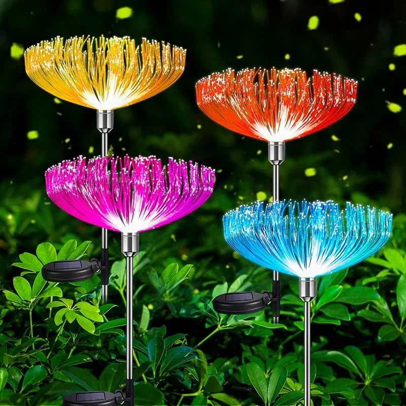 Lampu tenaga Surya ดอกไม้พลังงานแสงอาทิตย์สำหรับตกแต่งภายนอกอาคารดอกทานตะวันไฟพลบค่ำถึงโคมไฟปักดินสวนพลังงานแสงอาทิตย์