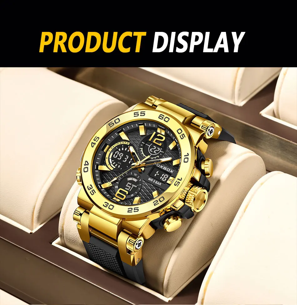 LIGE Neue Uhren für Herren, 50 m wasserdicht, Wecker, Reloj Hombre, LCD-Dual-Display-Armbanduhr, Quarz, Militär, Sport, Herrenuhr – Detail 14