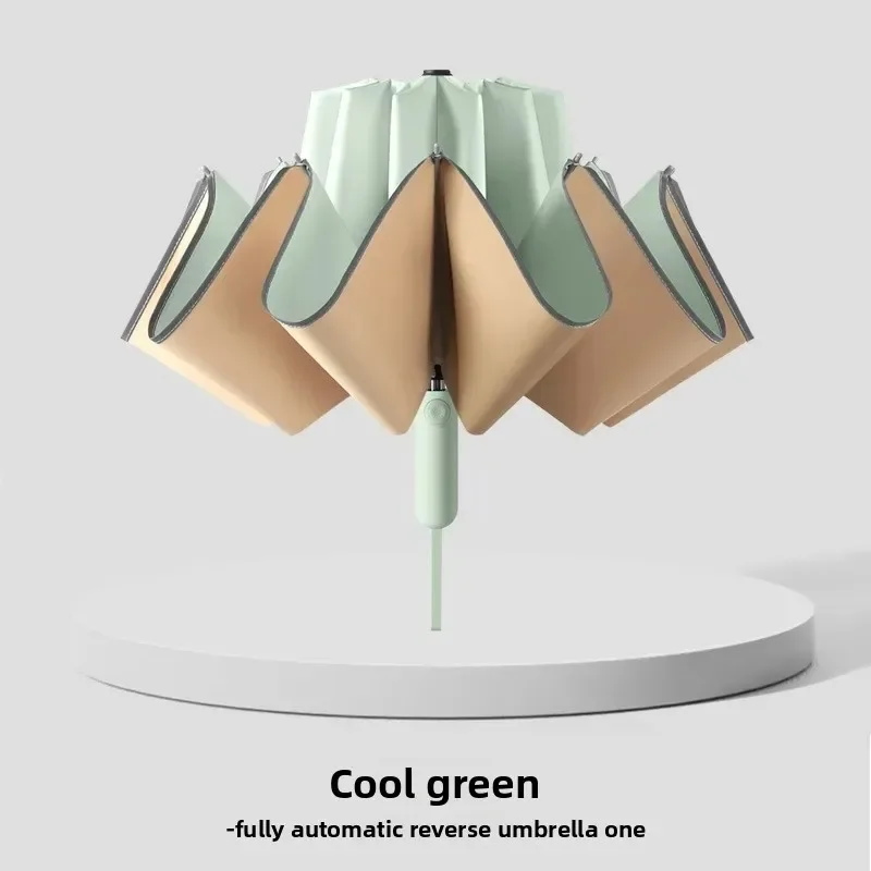 Automatic Reverse Folding Umbrella Windproof UV Protection Sunscreen Parasol for Students School Travel Daily Use 역방향 우산