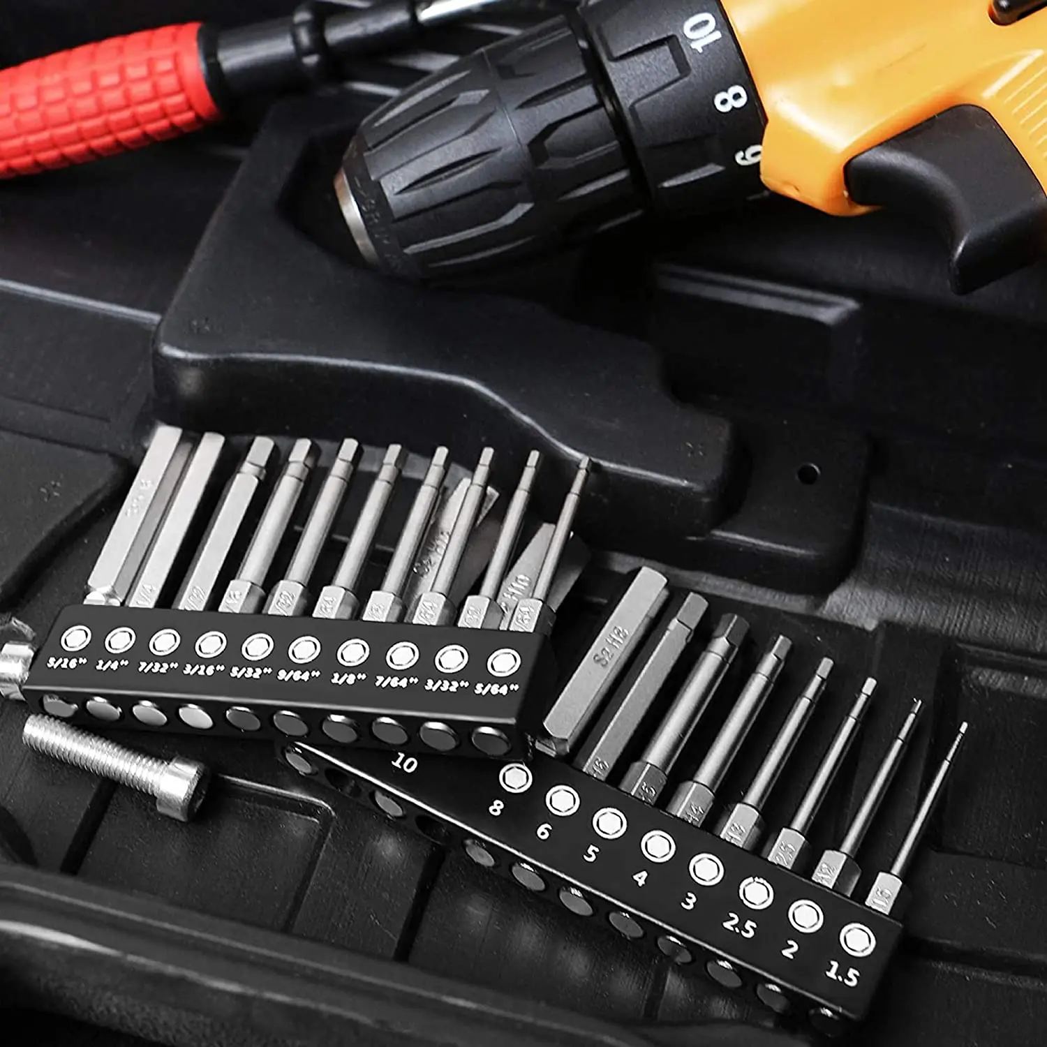 AA05 20PC Hex Head Hex Wrench Drill Bit Set 2.3Inch Long 1/4Inch Diameter Quick Release Shank Magnetic Screwdriver Bit Set