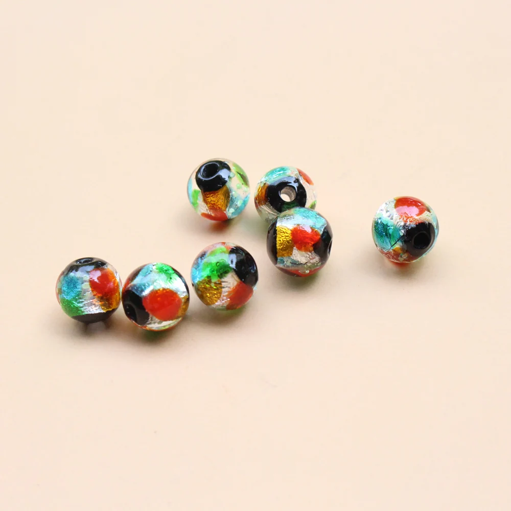 Luminous  Lampwork Glass Beads Glow In the Dark Mix Color foilRound  for Jewelry Bracelet Necklace Earring Making Accessories