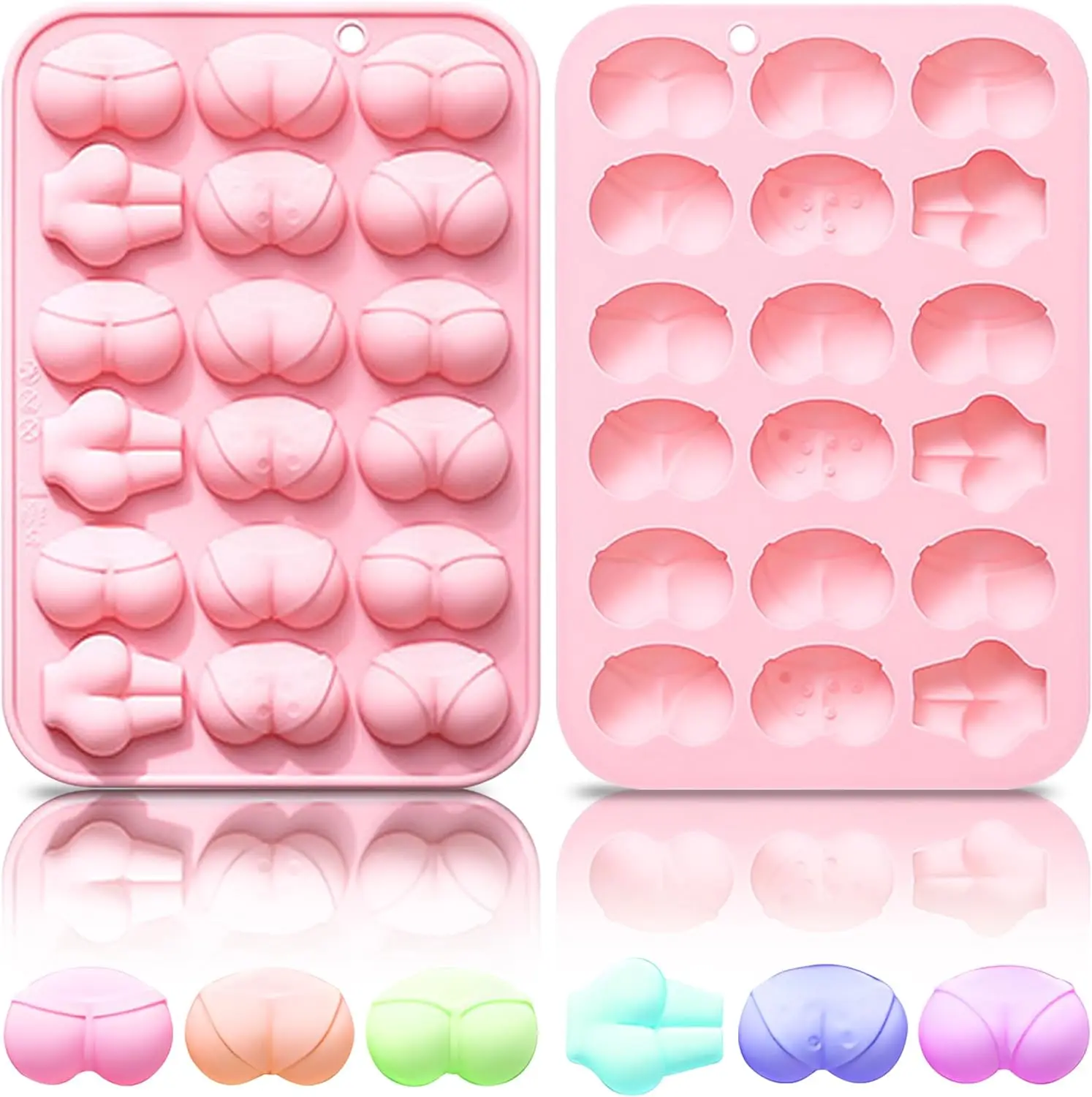 

Funny Butt Silicone Mold for Candy and Chocolate 18-Cavity Silicone Butt Mold in 6 Shapes Baking Mould for Candy, Ice Cake Decor