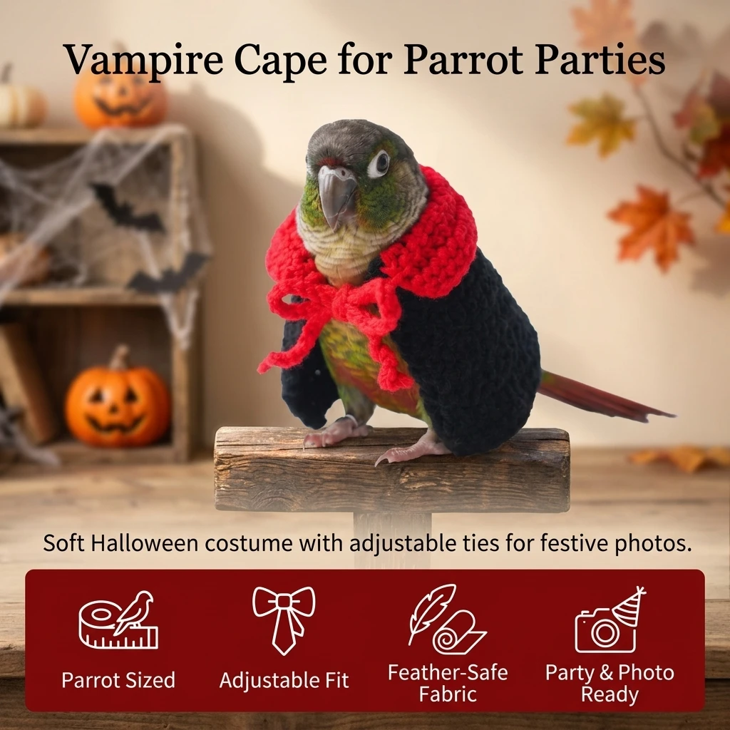 Funny Pet Bird Vampire Cape Elegant for Halloween Party Parrot Costume Red Black Vampire Cloak Pet Photo Drops Pet Cosplay Cloth
