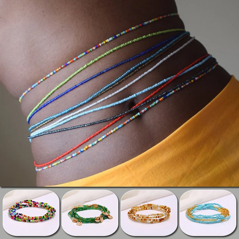 Bohemia Colorful Bead Waist Chains Body Jewelry Summer Sexy Bikini Beach Belly Chain For Women Girls Accessories Waistband