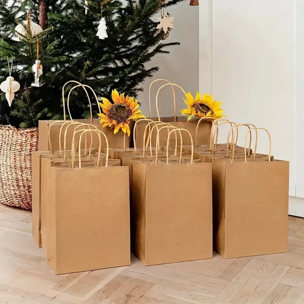 5.9 in. x 3.1 in. x 8.2 in. Kraft Paper Bag with Handle (50-Count)