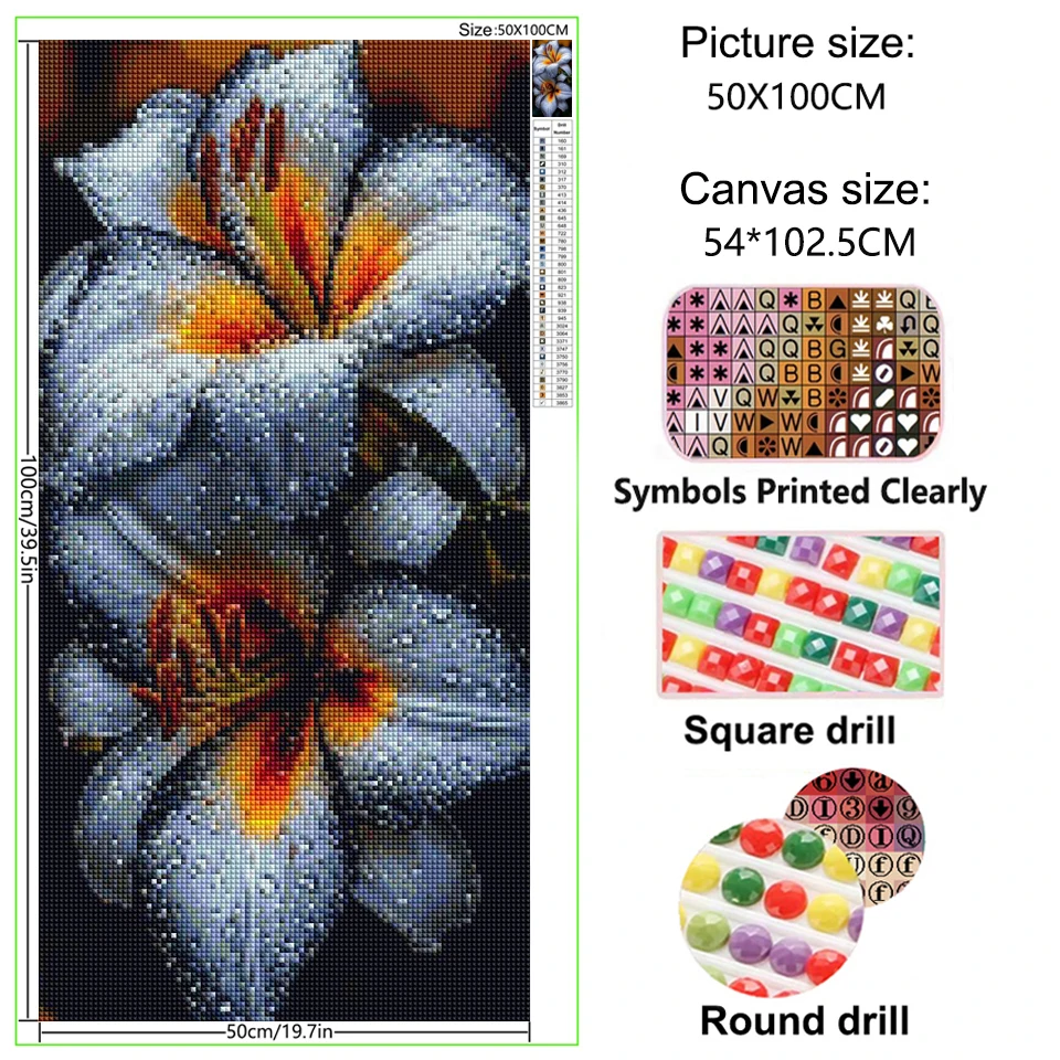 Diy Diamond Painting Large Size Giant Flowers Lilies Diamond Embroidery Full Square/Round 5D Cross Embroidery Room Decoration