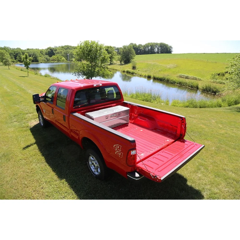 Universal Fit อลูมิเนียมหน้าอกกล่องเครื่องมือปรับยูทิลิตี้ 8 cu ฟุต Heavy Duty Brite-Tread Silver Clear Coat 46.5x19 x