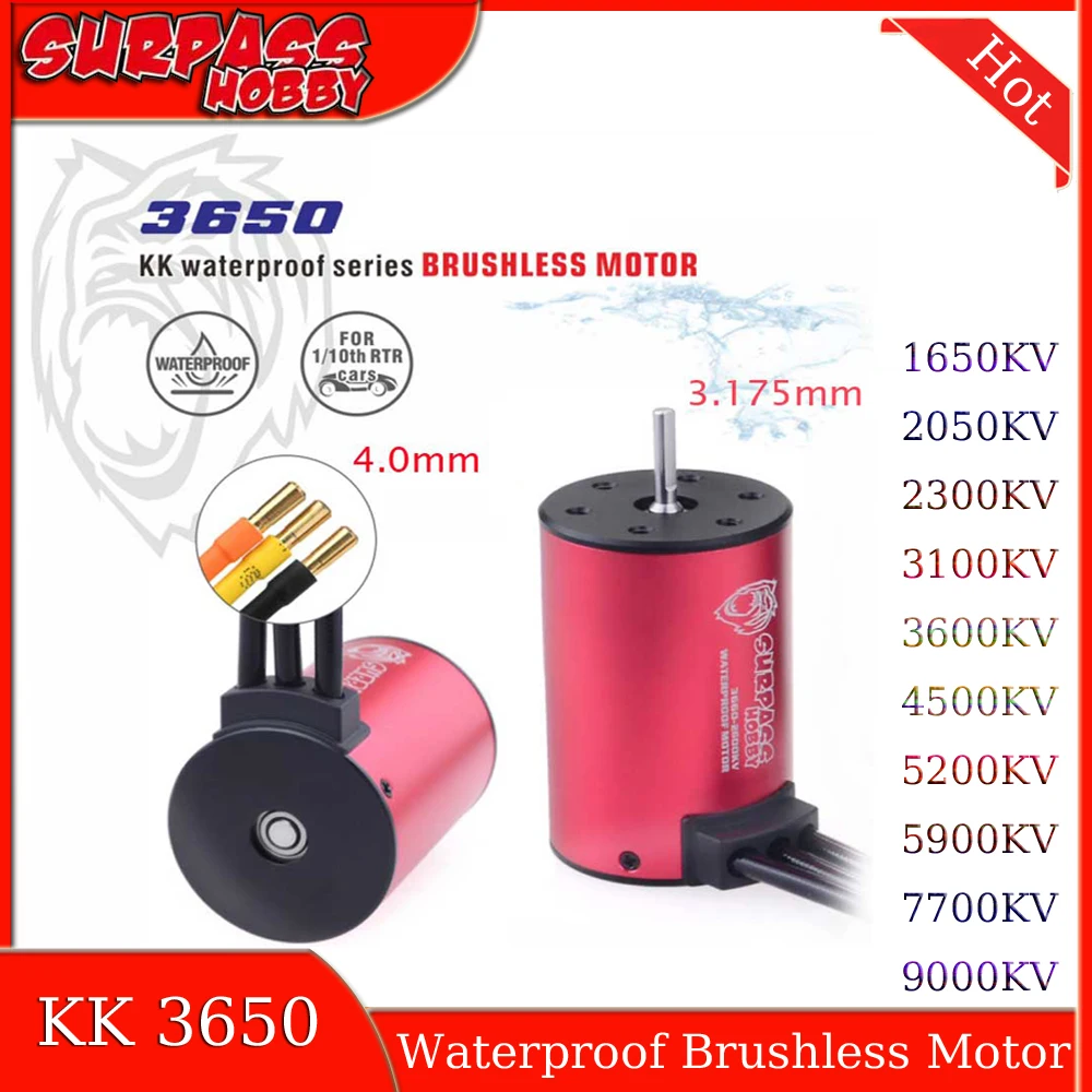 

SURPASS HOBBY KK 3650 Бесщеточный двигатель 7700KV 5900KV 5200KV 3600KV 3100KV 3,175 мм Вал для 1/10 GTR/Lexus RC Drift Racing Car