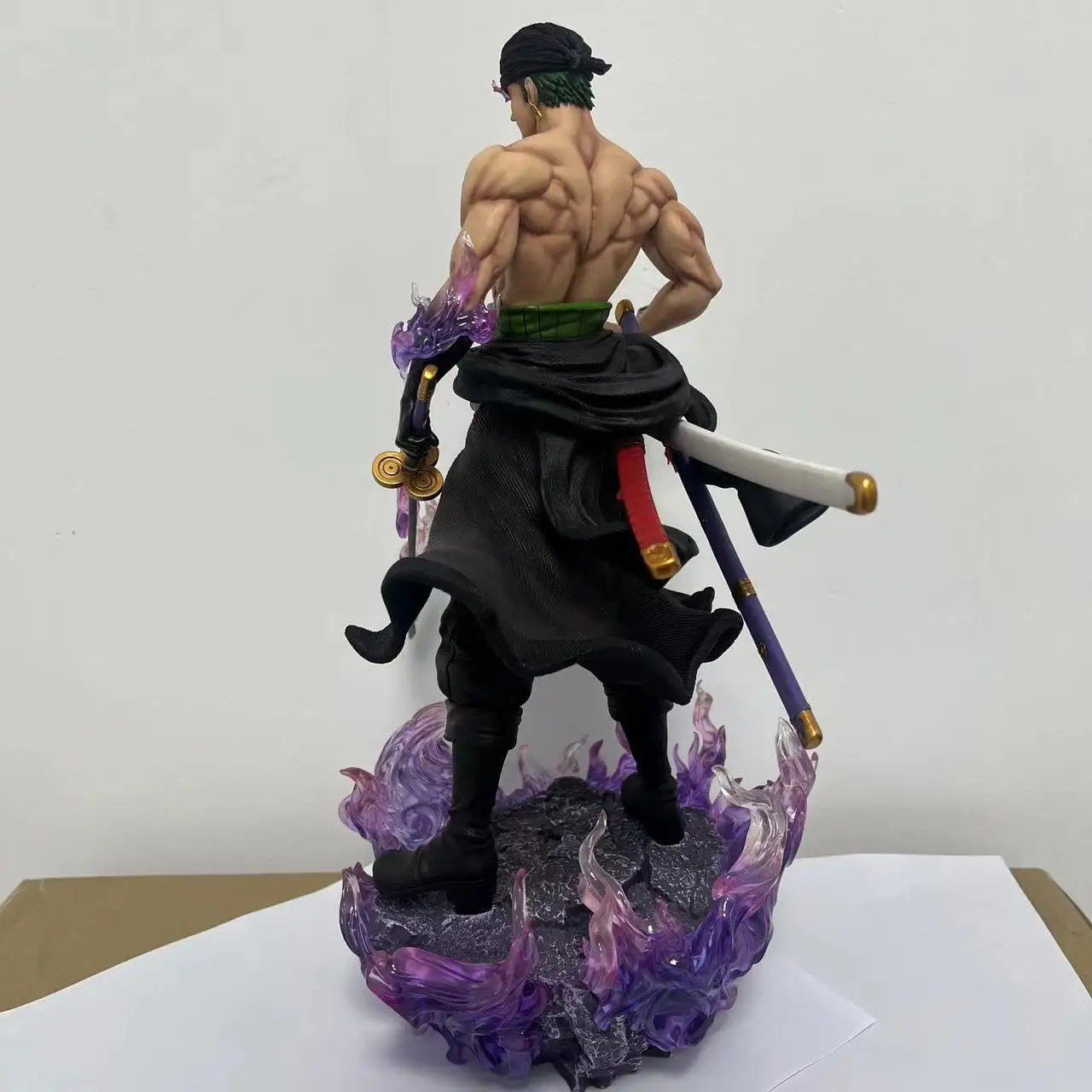 35cm One Piece GK Burning Enma Zoro Three Heads Six Arms Ashura Sauron Anime Statue Model Ornament Boxed Figures Collectible Toy