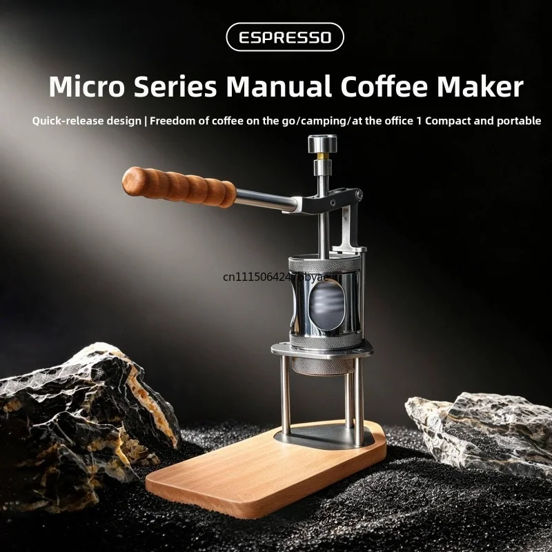 For New Mini 6‑9Bar Manual Espresso Maker Portable Hand Press Italian Crema System Pressure Gauge For Outdoor Camping