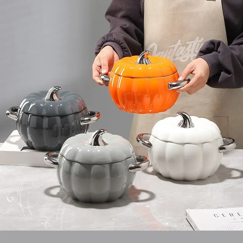 Pumpkin Stew Cup Large Dessert Bowl Binaural Baking Bowl Bird's Nest Sugar Water Bowl Tremella