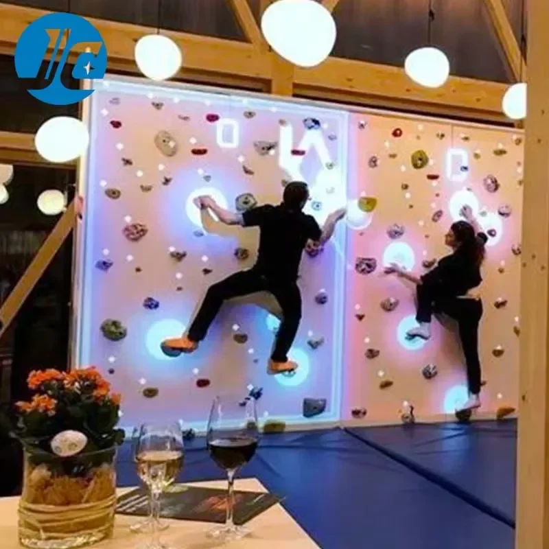 UltraHD Motion Sensor Games Children's Climbing Projection Game Experience with Realistic Mountain Scenarios and Weather
