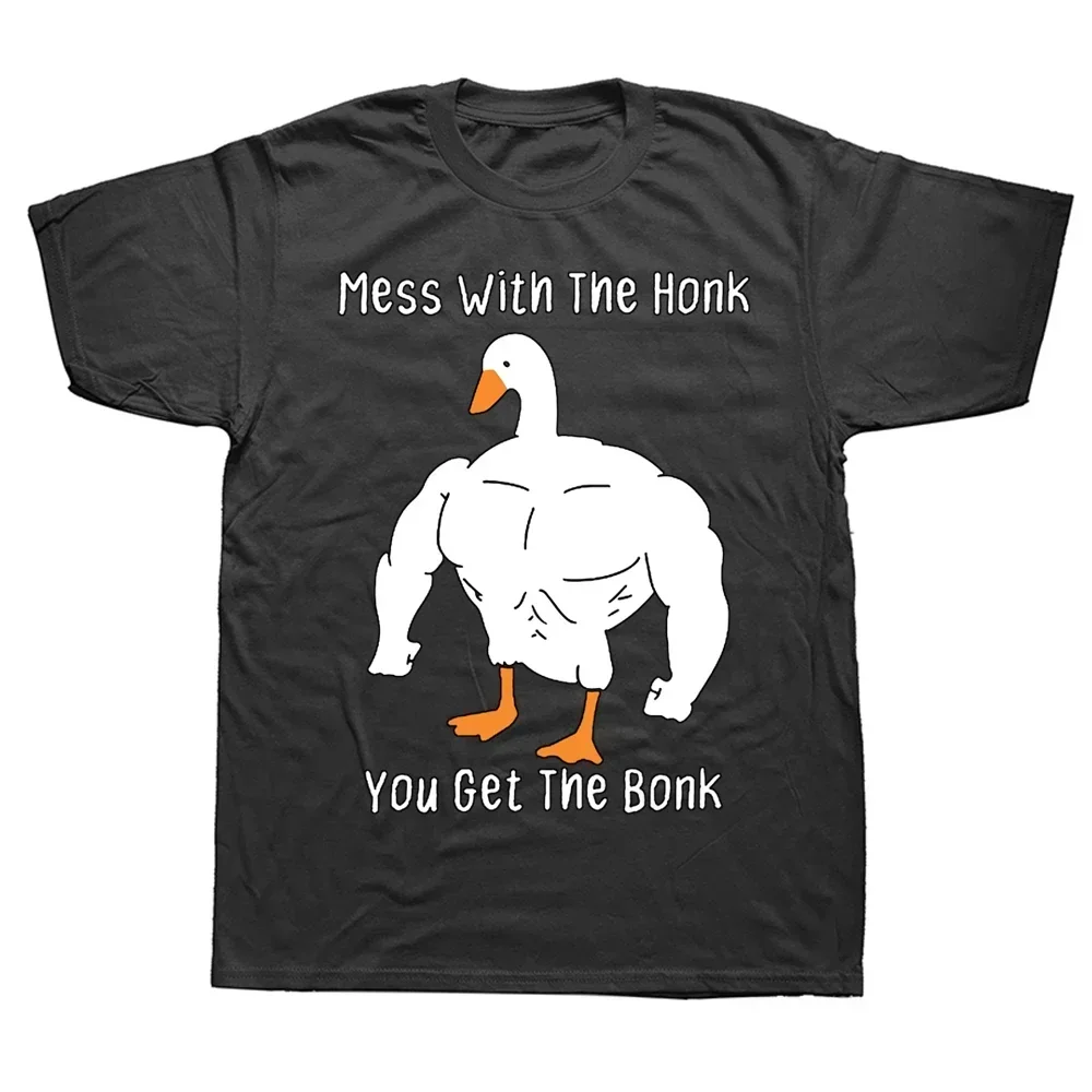 Keep Fit Exercises Loose Women Tshirt Casual Man Tees Hot Sale Mess with The Honk You Get The Bonk Humor Men T Shirts Streetwear