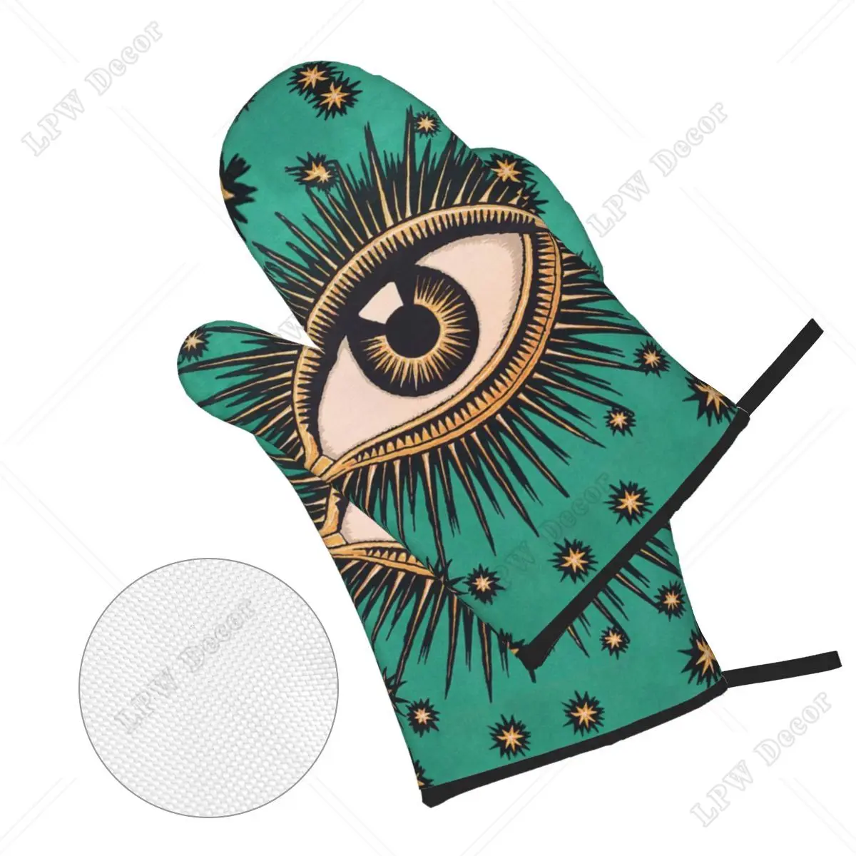 All Seeing Eye Art Oven Mitts and Pot Holders Sets of 4 High Heat Resistant Evil Mystic Eyes Cooking Baking Gloves Kitchen BBQ