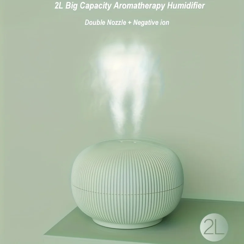 

1 шт., 67,63 унции, портативный увлажнитель с двойной насадкой, бесшумный туман, увлажнитель воздуха большой емкости, красочная атмосфера, светодиодный светильник, увлажнитель