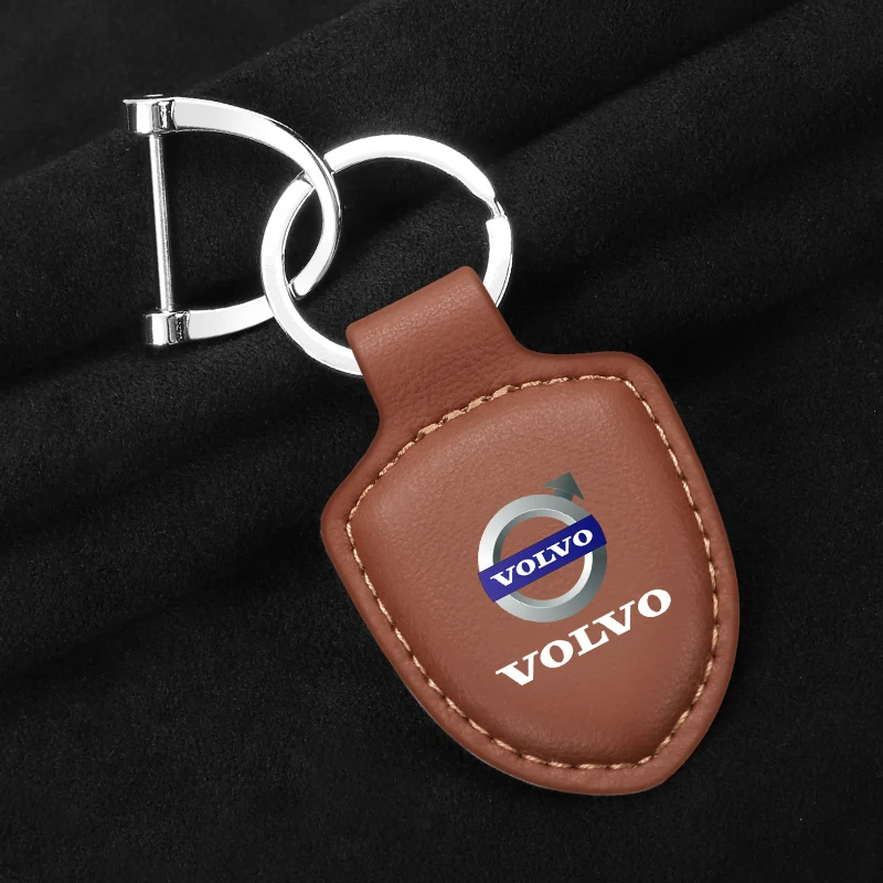 Leather Car Keychain Key Ring Pendant Lanyard Gifts For Volvo R Design XC90 XC60 S60 V40 XC40 V60 S40 XC70 C30 C40 S70 Accessory