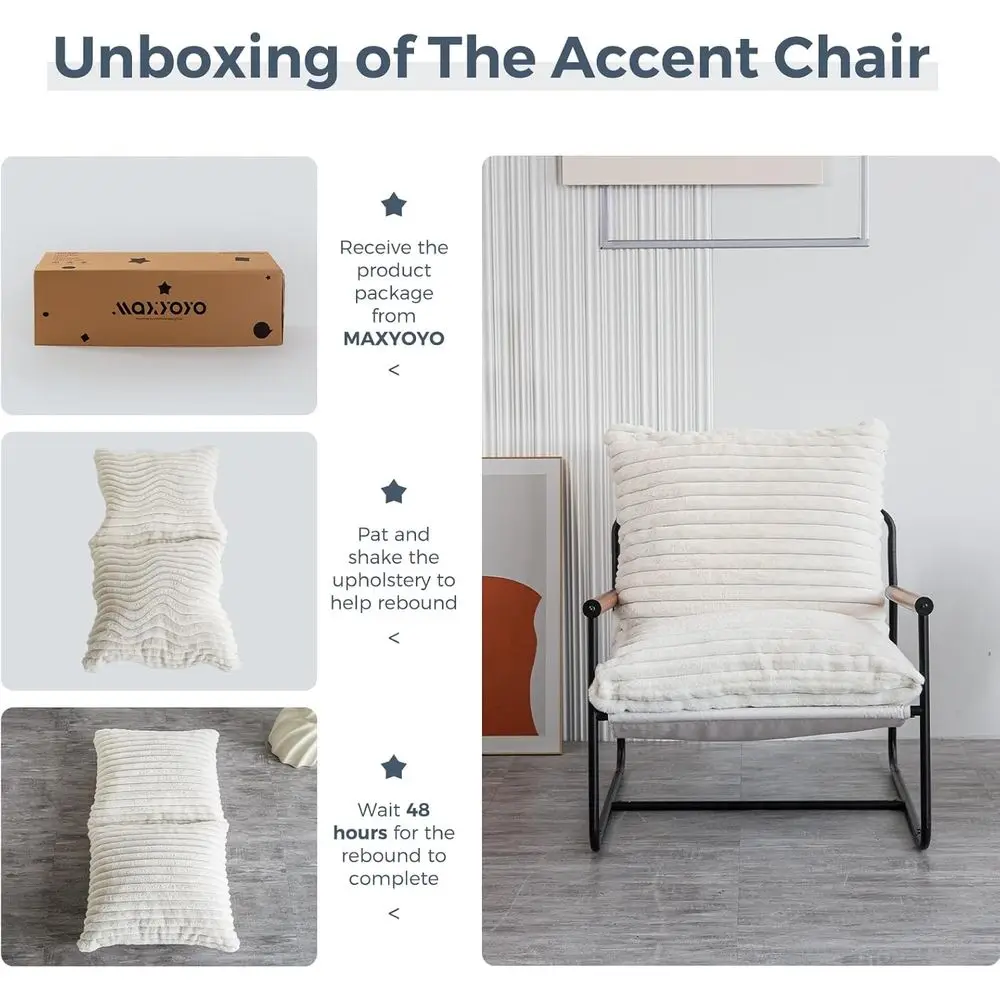 Cadeira moderna de meados do século, poltrona de sala de estar coberta de sherpa, cadeira de leitura de pelúcia para quarto, poltrona estilo ursinho de pelúcia