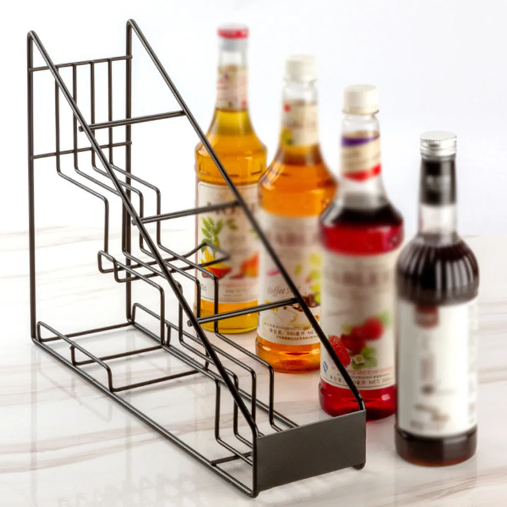 

Fruit Dew Display Stand Bottle Rack Syrup Wire Organizer Shelf Iron Holder Storage Shelving Coffee Shop Racks Step Type