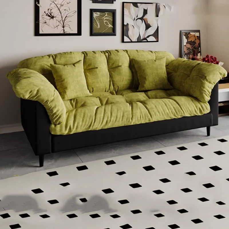 

Fabric Living Room Sofa Green Double Size Floor Loveseat Sofa Lounge Armchairs Sofas Modernos Para Sala Apartment Furniture