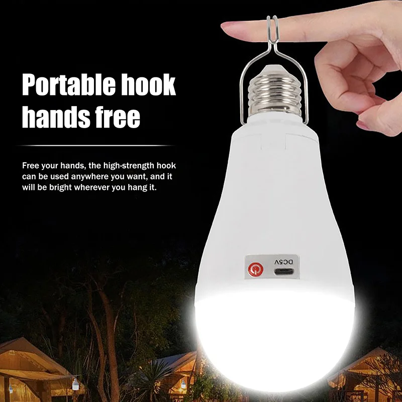 LED Bulb Light Smart Charging Chip Power Failure Emergency 18650 Battery Flicker-Free With Hook Detachable Emergency Bulb〔YY32〕