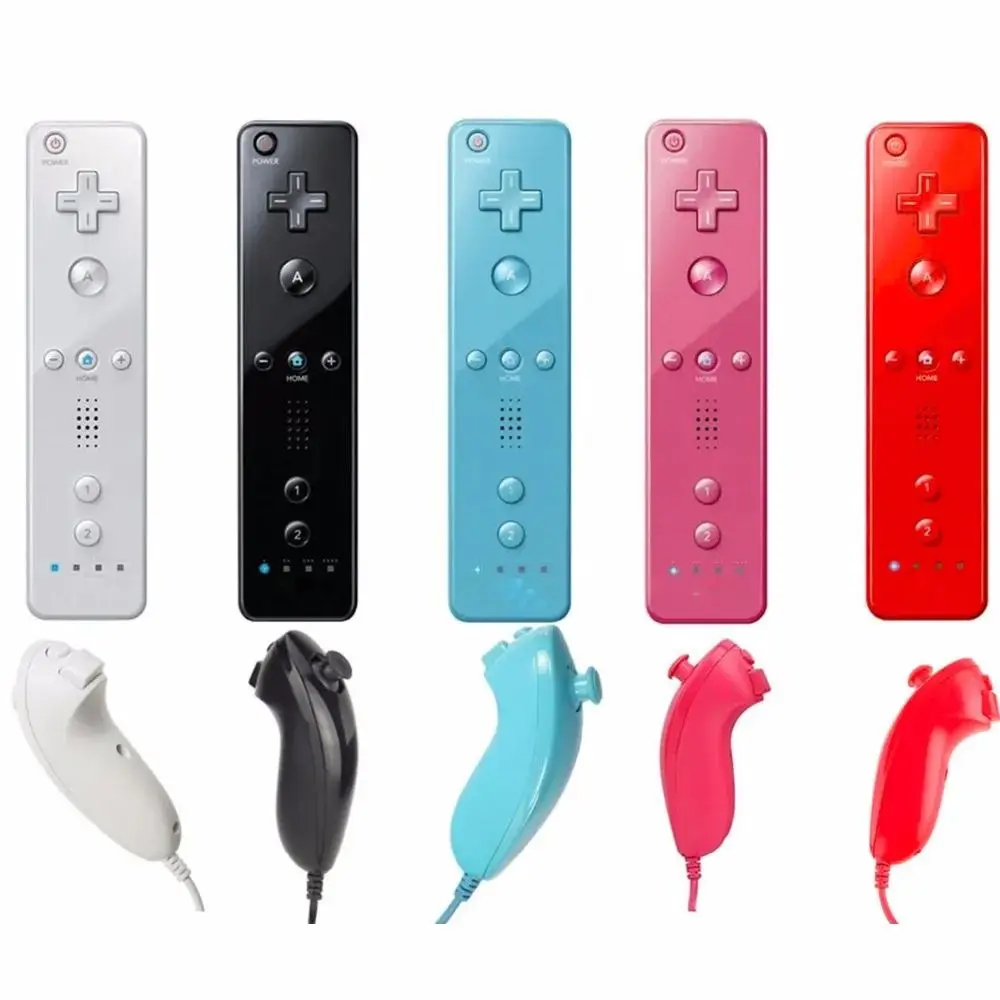 2-In-1 Wireless Joystick Remote with Vibrating Motor, Built-in Motion Plus Nunchakus Gamepad for Wii/Wii U