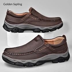 Golden Sapling Slip on Loafers Man Fashion Leather Shoes Casual Work Flats Comfortable Men's Outdoor Shoe Retro Moccasins Loafer