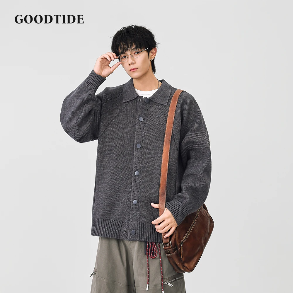 

Fashion Men's Casual Polo Collar Cardigan 2025 Winter New Knitted Jacket Button Front Comfortable Soft Long Sleeve Outerwear Top