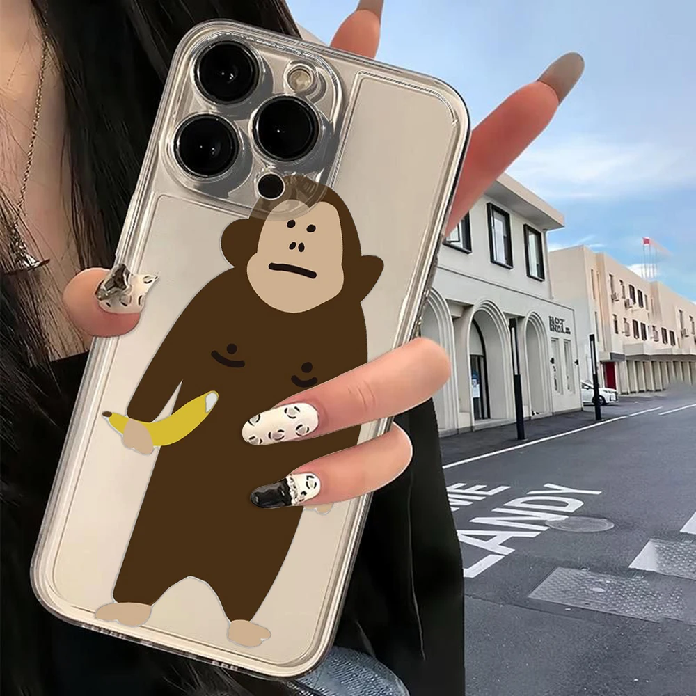 Funny Cartoon Monkey Phone Case For VIVO Y28 V30e Y75 Y03 Y36 Y100 Y17s Y76 Y22s Y16 Y50 Y21 Y20 V29 V23e 5G Transparent Cover