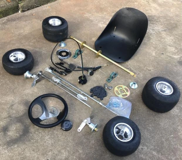 DIY modified four-wheel drift kart accessories front steering wheel steering rear axle rear axle 5 inch tire brake seat cushion