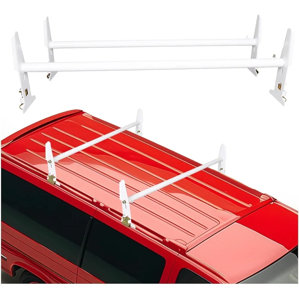 

Adjustable Van Roof Ladder Rack 47-77 Inches, 500LBS Capacity for Chevy Dodge Ford GMC Express