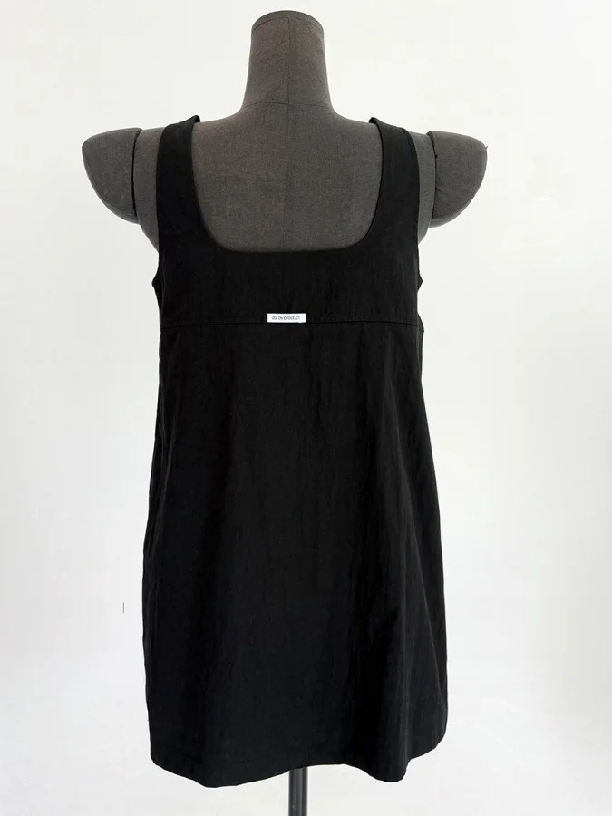 

Retro Ele Square Collar Loose Svel Vest Dr Women's Summer New Sle Small Size Bla Skirt Dr