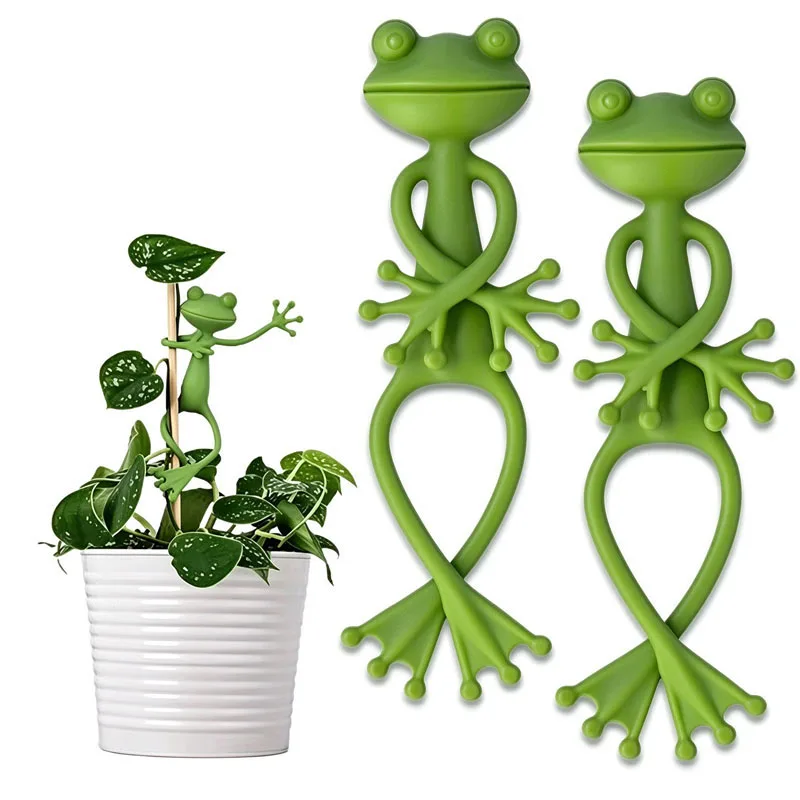 Bendable Frog Shaped Plant Stand Support Clips Suitable For Funny Flower Pot Vines Vegetables Creative Idea Home Office