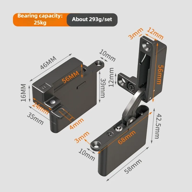 25KG Glastürscharniere mit Hydraulikdämpfung, obere und untere Scharniere, einstellbare, unsichtbare, verdeckte Drehwelle, Möbelbeschläge – Detail 11