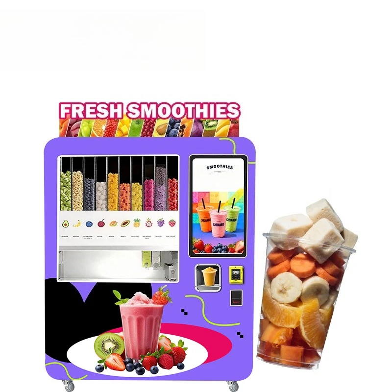 2026 Professional Innovative Fully Automatic Smoothie Vending Machine DIY Maker Credit Card QR Code Token Customized